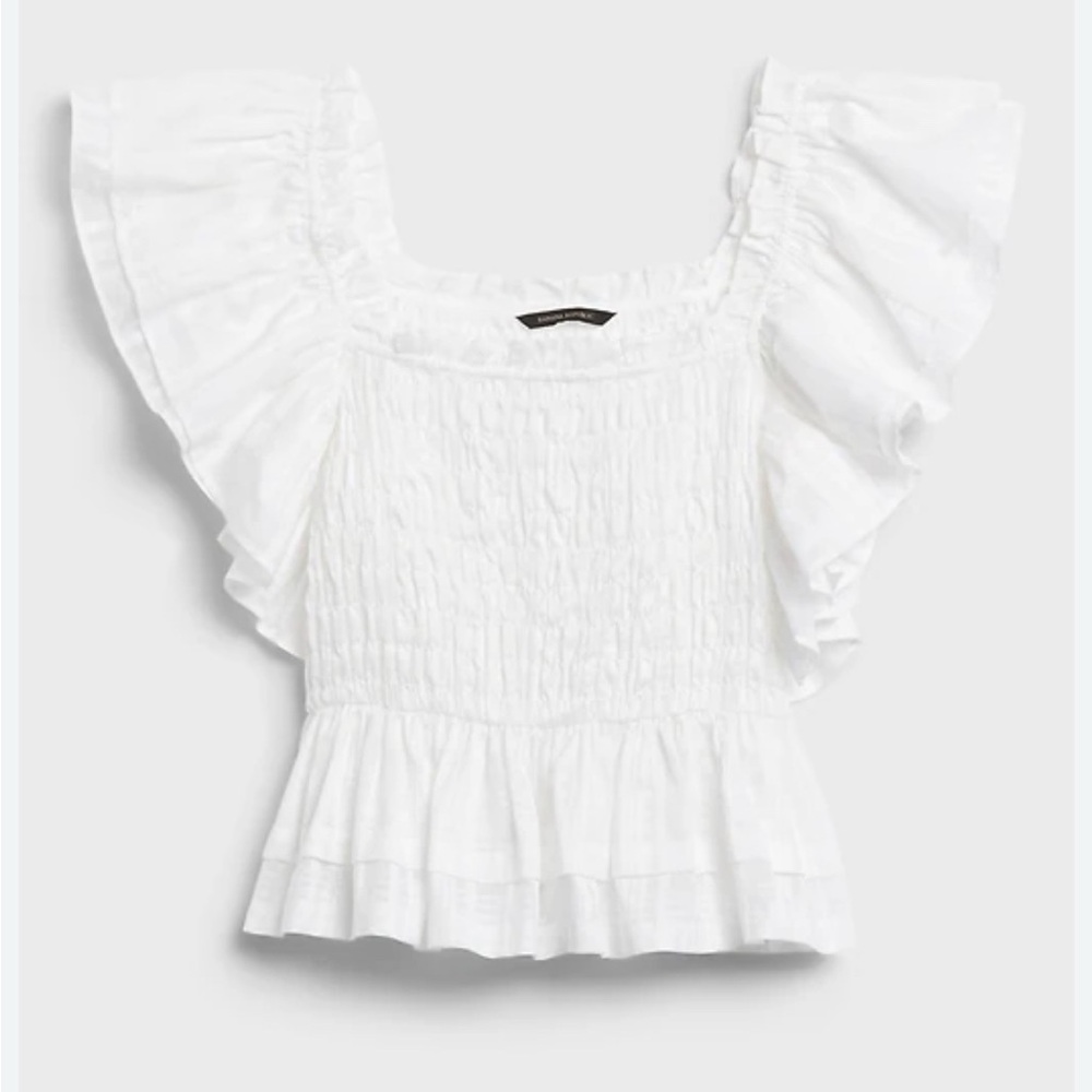 Banana Republic White Ruffle Blouse